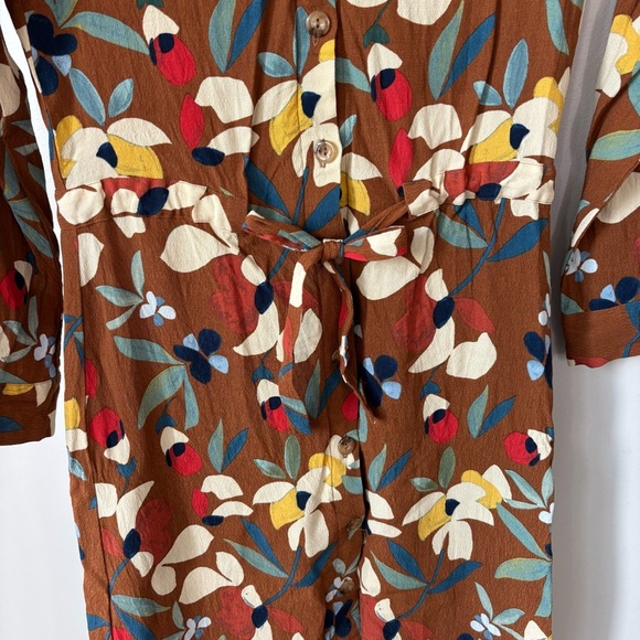 Sezane Vic Midi Dress in Brown Floral Design Size 34/2 - Picture 2 of 13